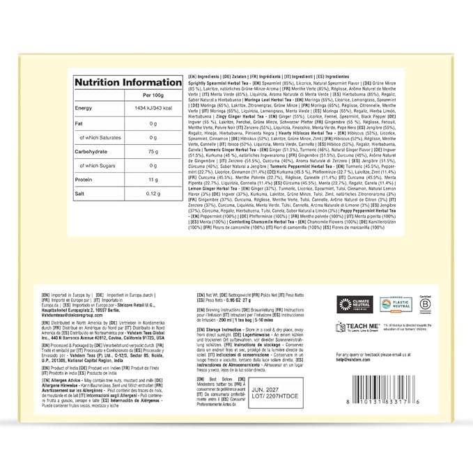 VAHDAM, Assorted Herbal Tea Sampler (18 Tea Bags, 9 Flavors) Caffeine-Free, Non-GMO | Double Infusion, Individually Enveloped Tea Bags | Herbal Tea Assortment | Valentines Day Gifts for Him & Her