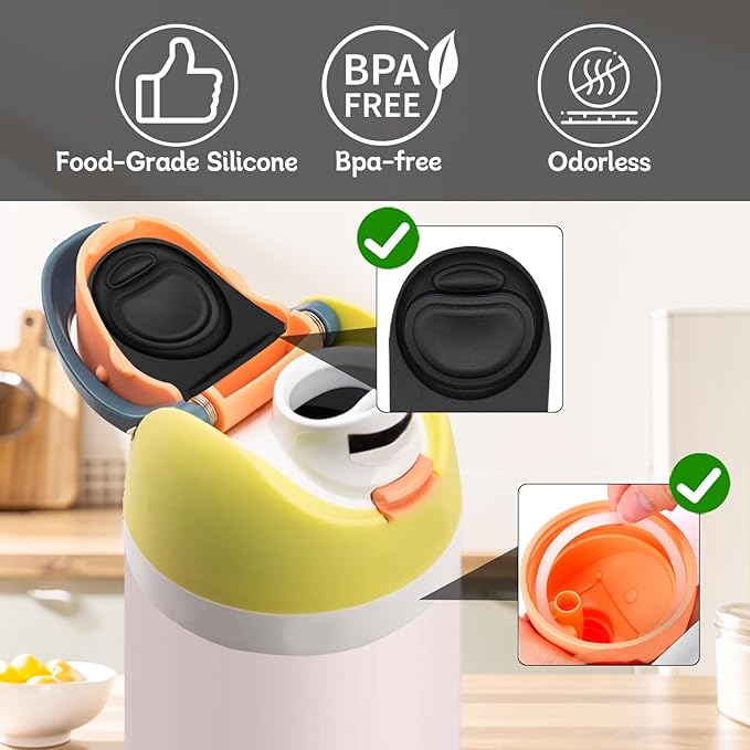 6 Sets Replacement Stopper and Gasket O Seal Ring Compatible with Owala FreeSip 24oz,Bottle Top Rings Lid for Owala 16/19/24/32/40oz Mouth Cap Silicone Insert Parts Accessories(BPWR01)