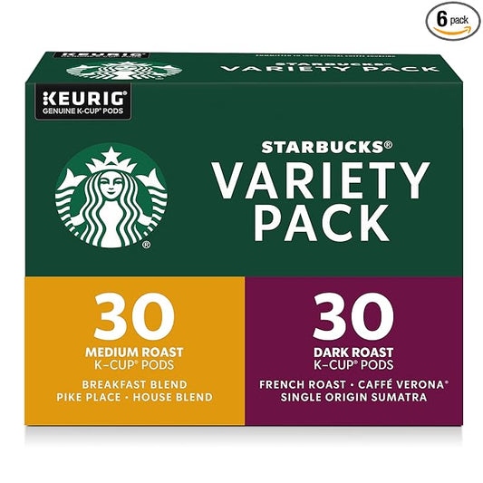 Starbucks K-Cup Coffee Pods, Starbucks Blonde, Medium and Dark Roast Hot or Iced Coffee, Variety Pack, 60 Keurig Pods