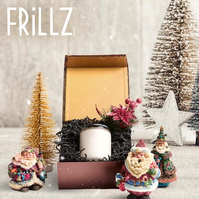 FRILLZ Crinkle Cut Paper Shred Filler for Baskets, Gifts, Packing and Protecting your Birthday, Weddings, Anniversary, Valentines Day, and other gifts (1 pound, Black)