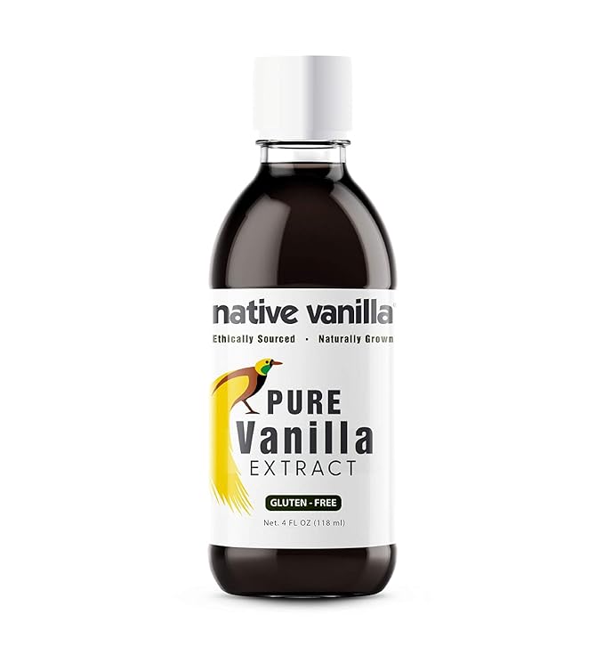 4 oz Pure Vanilla Extract - 100% Real Vanilla Extract - For Cooking, Drinks & Desserts - 100% Vegan, Sugar Free & Kosher - Non-GMO & Gluten-Free - Native Vanilla