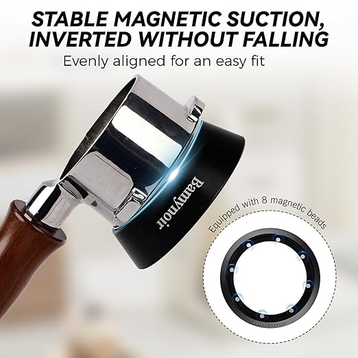 Bamynoir Magnetic 54mm dosing Funnel Compatible with protafilter,Espresso Coffee Dosing Ring - 20mm Anodized with 8 Neodymium (Black, 54mm)