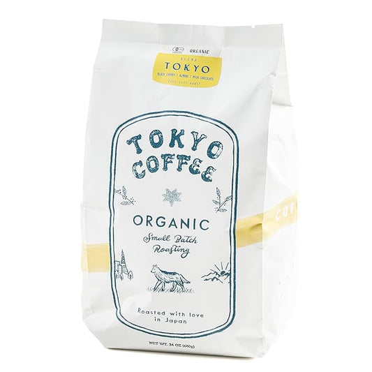 TOKYO COFFEE Organic Blend, Medium Roast Whole Bean Coffee from Japan - 24oz Bag - Sweet and Smooth Signature Blend made with 100% Arabica Beans