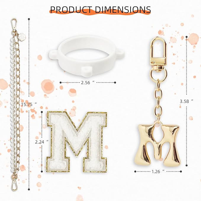 Letter Handle Strap Accessories with Cute Initial Charm Compatible with Owala Water Bottle 24oz 32oz 40oz Owala Kids