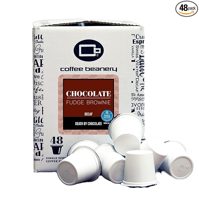 Chocolate Fudge Brownie Decaf Coffee Pods by Coffee Beanery | 48ct Bulk Medium Roast Arbica Coffee