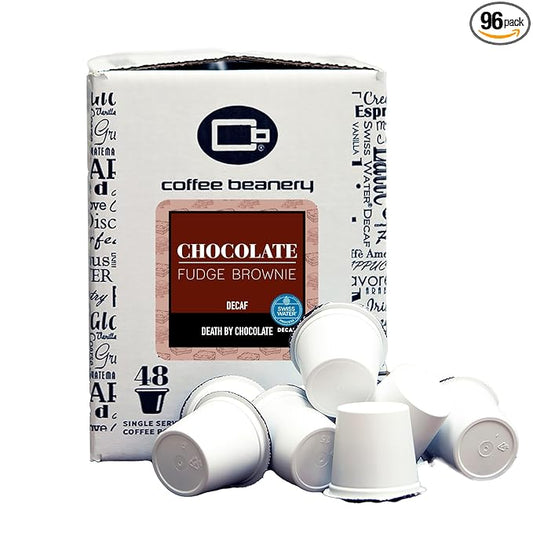 Chocolate Fudge Brownie Decaf Coffee by Coffee Beanery - 96ct Flavored Decaf Coffee Pods, Medium Roast, 100% Arabica