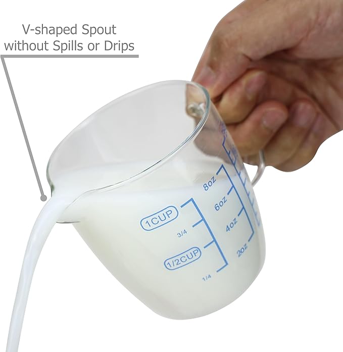 EIKS 9oz/250ml Glass Measuring Cups Coffee Milk Frothing Pitcher for for Espresso Cappuccino Latte Maker in Kitchen Restaurant