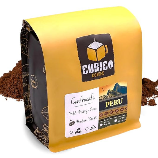 Peruvian Coffee, Ground Coffee, Premium Peru Cenfrocafe Single Origin Fresh Roasted Ground Coffee | Cubico Coffee | 12 Ounce Bag