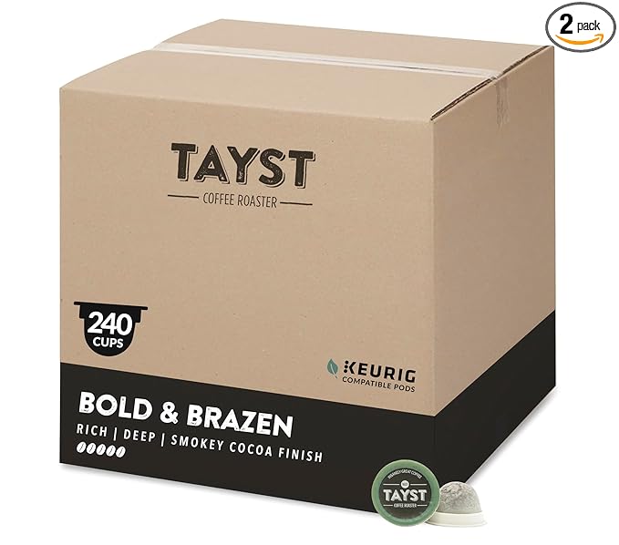 Tayst Coffee Pods, Bold & Brazen Dark Roast, K Cups Compatible with Keurig Coffee Maker, Sustainable Single Serve, Pack of 240