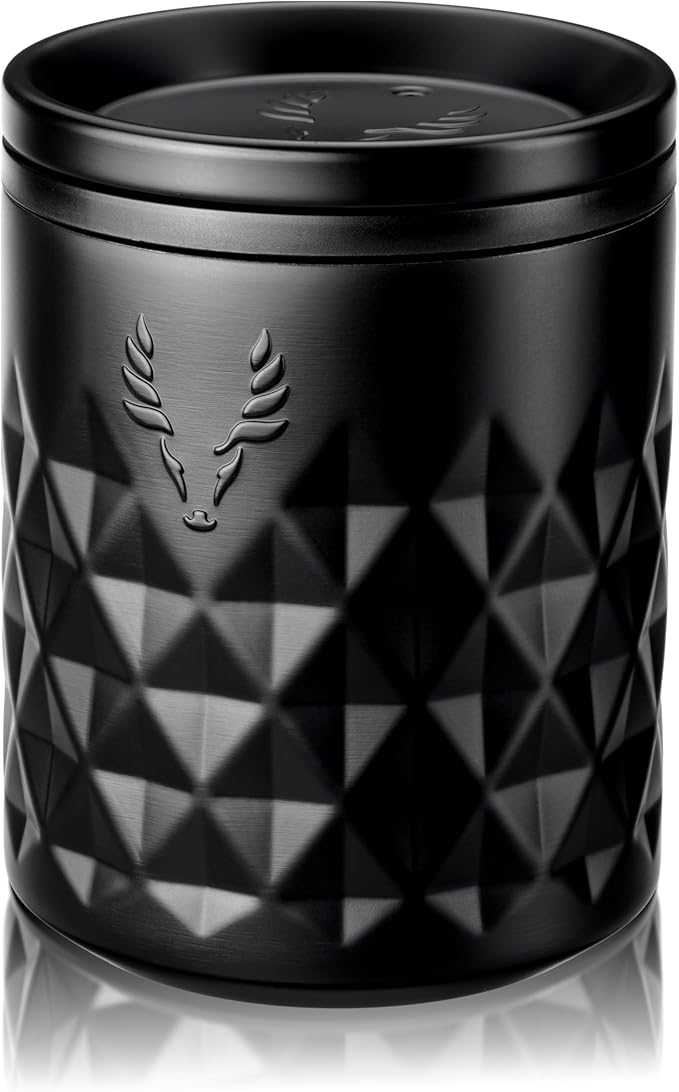 Viski Paragon Stainless Steel Rocks Tumbler Cup with Lid, Insulated Ceramic Lined Metal Whiskey Glass for Patio, Outdoor BBQ Party, Gifts for Drink Lovers, 12 oz, Set of 1, Obsidian Black