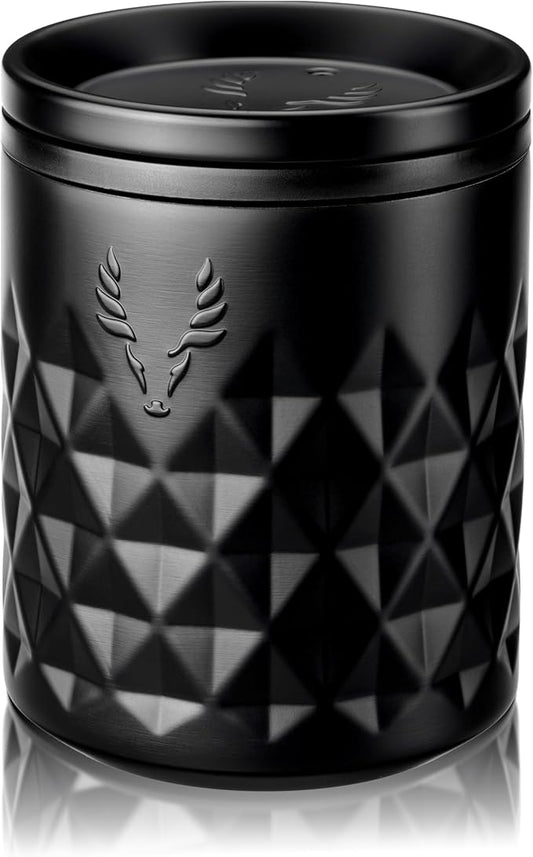 Viski Paragon Stainless Steel Rocks Tumbler Cup with Lid, Insulated Ceramic Lined Metal Whiskey Glass for Patio, Outdoor BBQ Party, Gifts for Drink Lovers, 12 oz, Set of 1, Obsidian Black