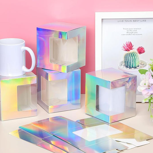 Harloon 36 Pack Mug Boxes for Gifts Coffee Mugs Boxes Gift for Shipping Sublimation Transparent Wine Glass Gift Packaging Box for Blanks 11oz, 12oz, 15oz Wrapping(Laser)