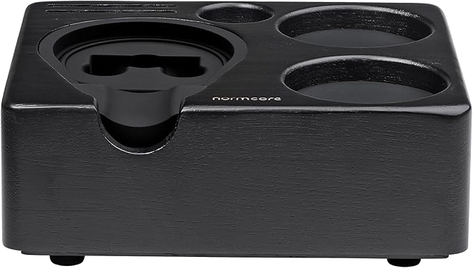 Normcore Compact Tamping Station, Espresso Black Tamper Station Base, Genuine American Black OAK Tamper Holder, Wooden Coffee Portafilters Stand Base For 51 / 54mm Espresso Machine Accessories