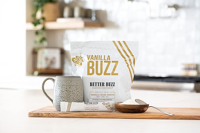 Better Buzz Vanilla Coffee Creamer Sticks - 20ct., Instant Creamer Packets, Vanilla Flavored Powdered Creamer for On-the-Go Coffee Enjoyment