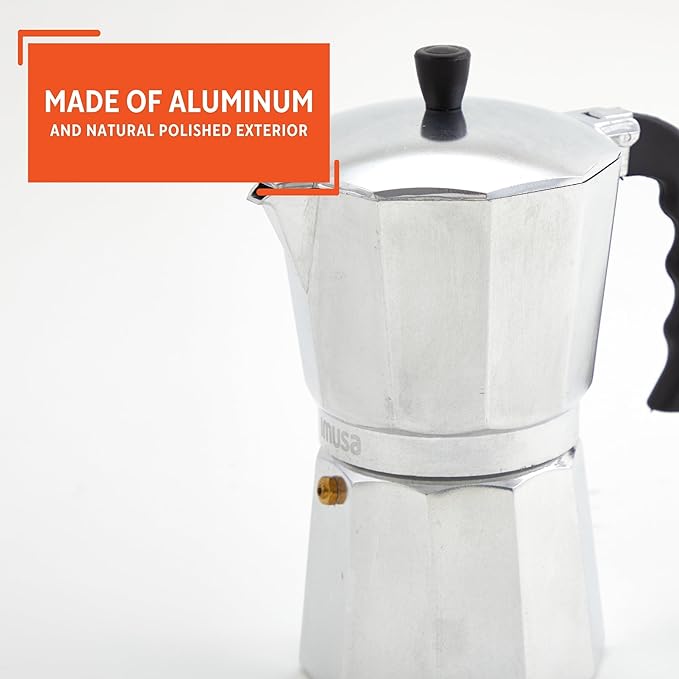Imusa USA Aluminum Stovetop 6-cup Espresso Maker (B120-43V),Silver,(Pack of 4)