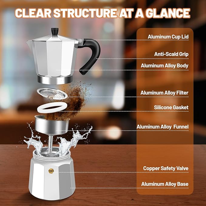 DITOSH 12 Cup Aluminum Espresso Stovetop Moka Pot Express Coffee Maker Percolator Italian Classic Mocha Coffee Machine for Italian and Cuban Cafe Brewing for Home & Camping 600ml 20oz