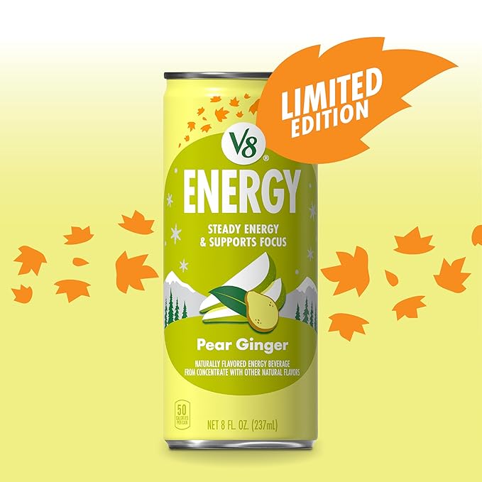 V8 Energy Pear Ginger Energy Drink, 8 fl oz Can (6 Pack)