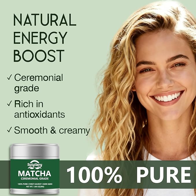 Ceremonial Grade Matcha Powder, Premium First Harvest Green Tea Powder – 100% Pure Matcha Tea, Vegan, Gluten-Free, Sugar-Free with No Additives (30g/1.06oz)