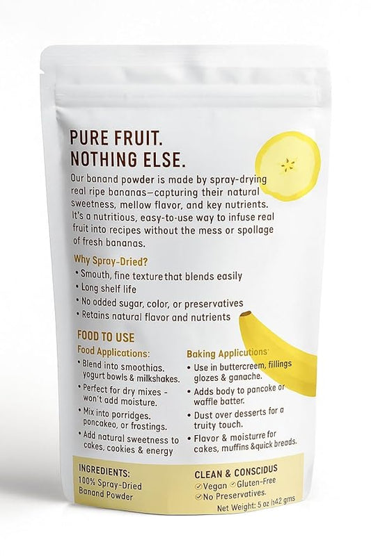 Confect Banana Powder | Pure & Natural Fruit Powder for Smoothies, Baking, Beverages, Juices, Tea & DIY Recipes | Vegan, Gluten-Free, No Added Sugar – 5 OZ