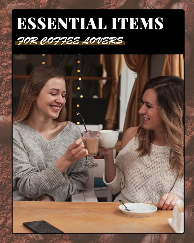 Espresso Kit, 350ml Espresso Milk Frothing Pitcher, 53mm Espresso Tamper, WDT Tool, 53.5mm Puck Screen, Dessert Spoons, Tamper Mat, Latte Art Pen &16 PCS Coffee Decorating Stencils