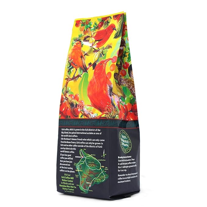 Ka'u Coffee Mill Estate Reserve Dark Roast Ground Coffee - Rich Chocolate Notes - Pure Ka'u Coffee - Specialty Roast - Handpicked Hawaii Grown Arabica Beans - Gourmet Small Batch - 8oz