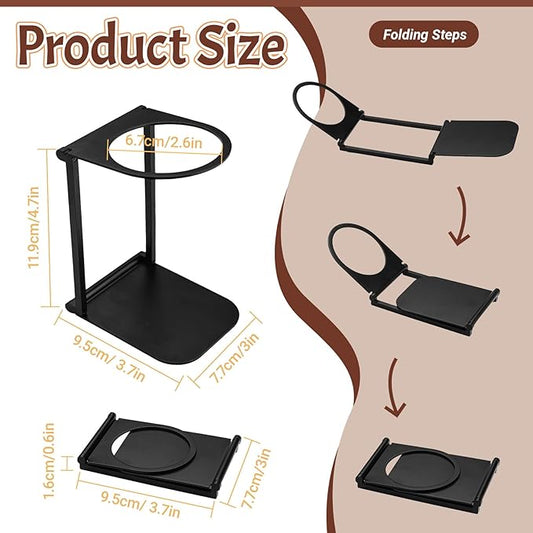 Diakey Portable Coffee Maker Stand, Foldable Aluminum Pour Over Coffee Dripper Holder for Espresso Machines, Compact for Camping & Home Use, 1 Pack Black