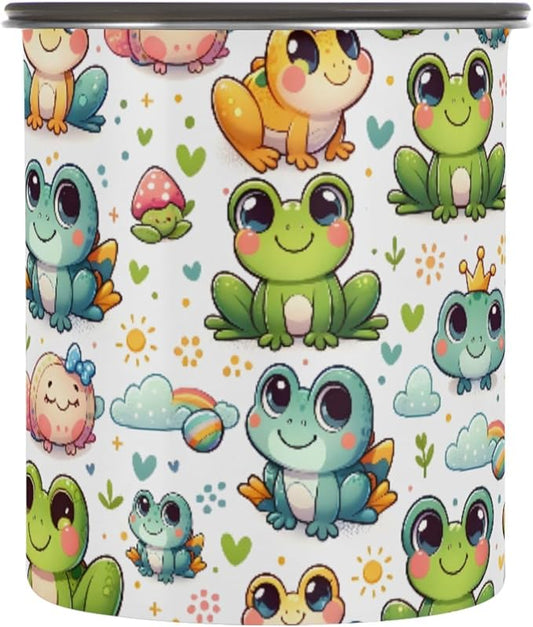 ALAZA Cute Cartoon Frog Airtight Coffee Bean Canister 500ml Food Storage Containers with Lids For Gournd, Tea, Sugar, Flour, Rice, Cereal, Candy Cookie Jar