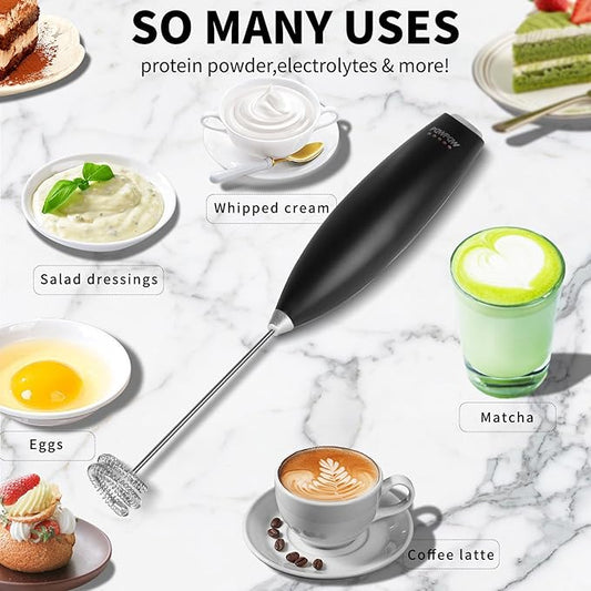 Portable Milk Frother - 15s Creamy Froth, Multifunctional, Battery-Powered, Easy to Clean, Perfect for Travel, Coffee, Matcha, Blended Drinks ! (Blackl, 1)