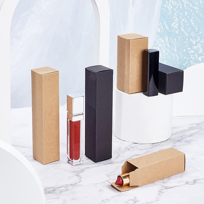 BENECREAT 40PCS Black Kraft Paper Lipstick Box Lip Balm Wrapping Box for Jewelry Gift Wrapping, Wedding, Birthday Party Favor, 5.5x1.2x1.2