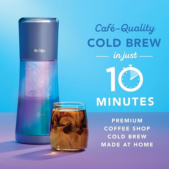 Mr. Coffee® Express Cold Brew Coffee Maker, 10-Minute Cold Brew Coffee Machine, Indigo