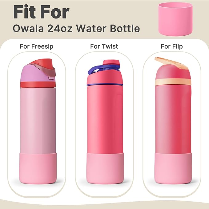 Silicone Boot for Owala 24 oz Water Bottle, Anti-Slip Protective Sleeve Bottom Cover for Owala Twist/FreeSip/Flip Stainless Steel Water Bottle (Peony)