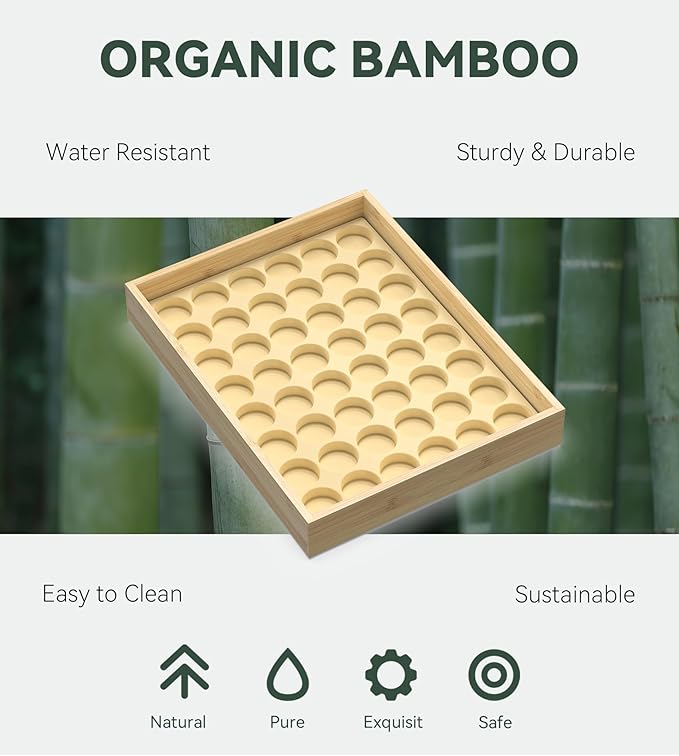 for Nespresso Original Capsules - Bamboo Coffee Pod Storgae for Counter Drawer Insert - 48 Capsules Organizer (14.3” x 11” x 1.57”)