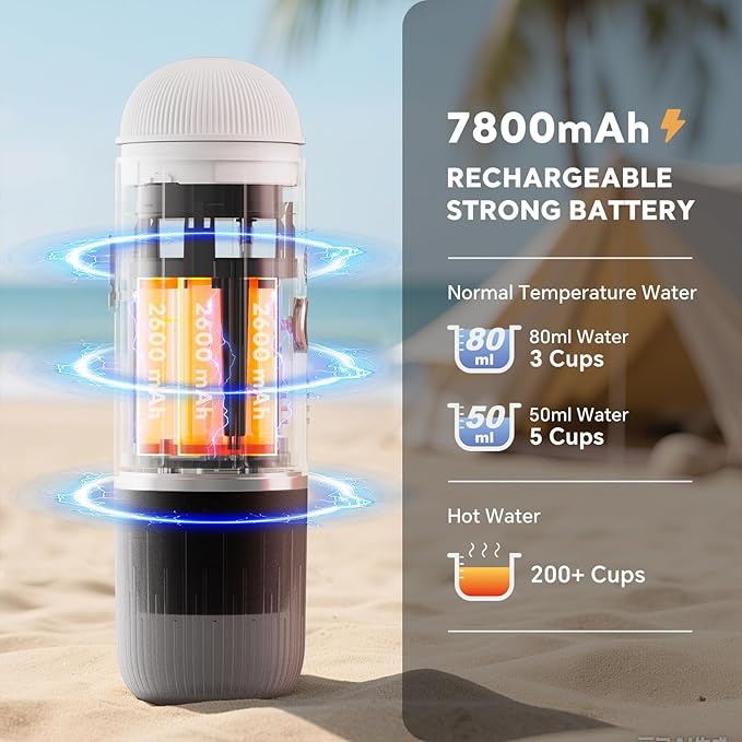 Portable Electric Espresso Coffee Maker for Ground Coffee & NS Capsule Espresso Machine Fast Self-Heating Technology‌ with USB-C Perfect for RV, Hiking, Camping, Office & On-the-Go Lifestyles, White