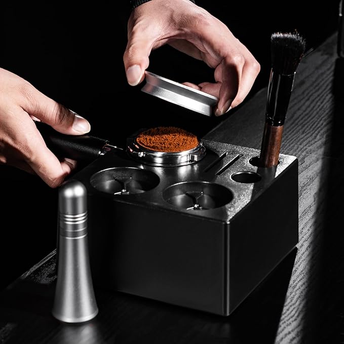 IKAPE 51MM Espresso Tamper Kit 6 in 1, Coffee Tamper, WDT Tool, Magnetic Dosing Funnel, Puck Screen, Milk Pitcher, Cleaning Brush
