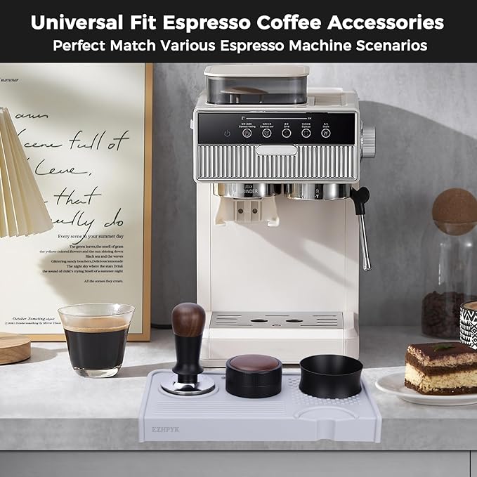 EZHPYK Espresso Tamping Mat for Counter – Food Grade Silicone Multi-Slot Coffee Tamper Mat for Barista Espresso Machine Accessories – Waterproof Neat Tamp Station Coffee Bar Mat for Countertop Gray