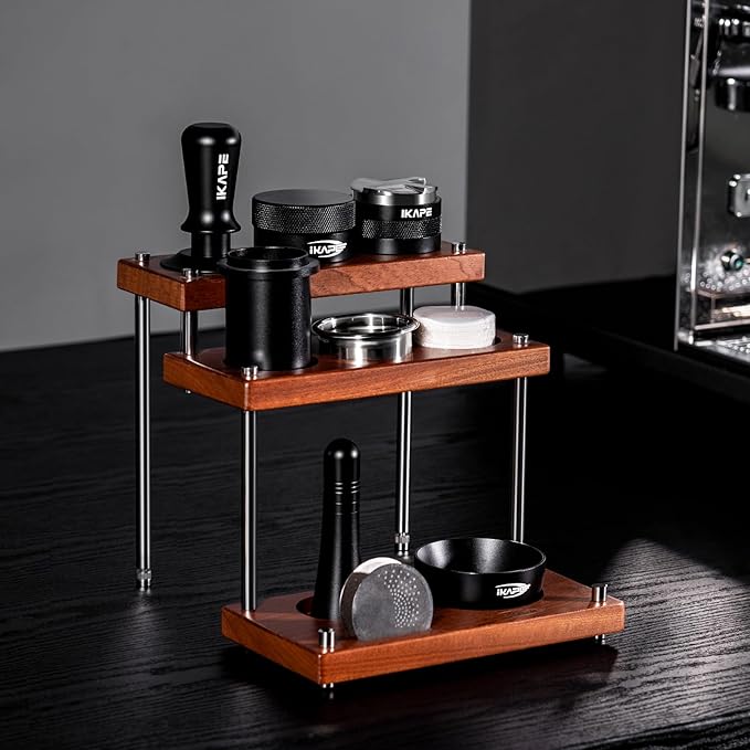 IKAPE 51/53/58mm General Espresso Tamper Station 2025 Newly, Multi-functional 3-tier Coffee Tool Storage Stand, Designed for Tamp, Distributor, Dosing Cup, Puck Screen, WDT, Basket, Funnel
