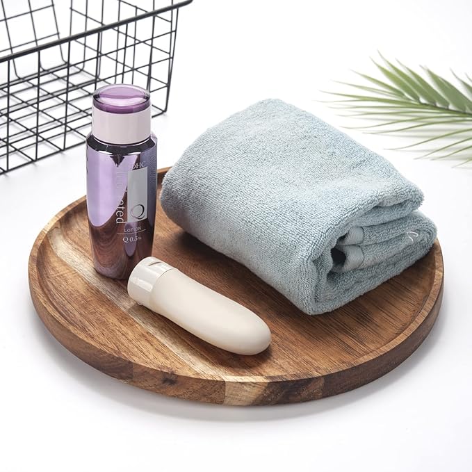 YANGQIHOME Round Wood Tray, Acacia Wooden Serving Tray, Serving Platter, Appetizer Charcuterie Board, Tray Organizer for Kitchen/Countertop, 13.8 x 13.8 x 0.8 inch