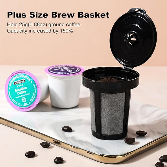 K Cup Coffee Maker, Single Serve coffee machine or Ground Coffee Machine 2 in 1, 6 to 14 Oz Brew Sizes, Mini One Cup Coffee Maker with Self cleaning Function, Fits Travel Mug Black