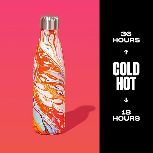 S'well Stainless Steel Water Bottle, 17oz, Marble Swirl, Triple Layered Vacuum Insulated Containers Keeps Drinks Cold for 36 Hours and Hot for 18, BPA Free, Perfect for On the Go