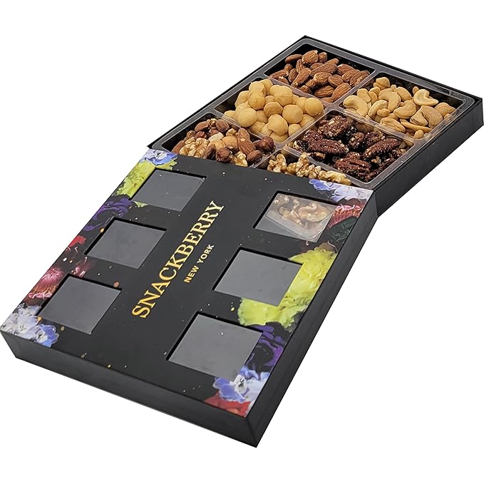 Nuts Gift Basket, Gourmet Snack Box, Gift Set For Birthday Party, Care Package, Sympathy, Healthy Gift, Gift for Men and Women. Kosher - Snackberry