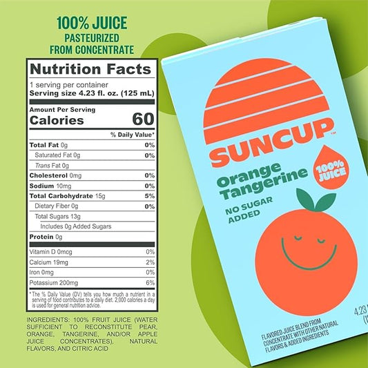 SunCup Juice - Orange Tangerine (40 Pack) 4.23 oz Juice Box with Straw | 100% Orange Tangerine Blend for Kids, Bulk Pack for School Lunches, After-School Snacks, Sports Events, and Daily Hydration