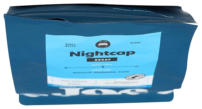 Joe Coffee Company - Nightcap Decaffeinated Whole Bean Specialty Coffee, 12 oz Bag | NYC Roaster, Rainforest Alliance Certified, Kosher, Climate-Friendly