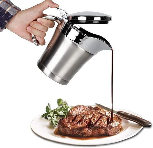 Gravy Boats, Gravy Warmer, Double Wall Stainless Steel Make, Creamer Pitcher and Caramel Sauce for Coffee, 16 oz Stainless Steel Pitcher (16 oz)