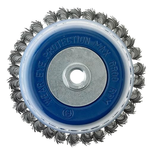 Mercer Industries 189050 - 6" x 5/8"-11 Heavy-Duty Knot Cup Brush, .035 Carbon Steel Wire