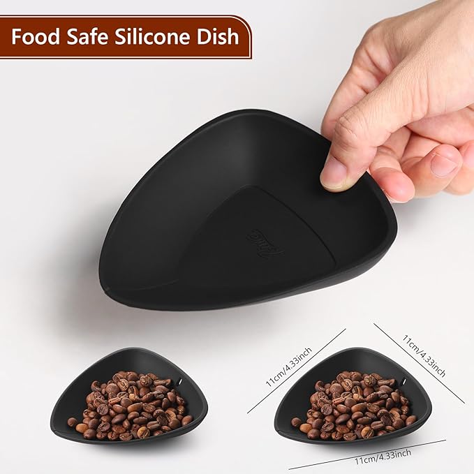 Bincoo Flexible Silicone Coffee Dosing Cup - No-Spill Bean Pouring for Grinders, Pepper & Spice Mill Funnel, Multi-Use Weighing & Pouring Tool, Kitchen Prep Measuring Dish, Set of 4