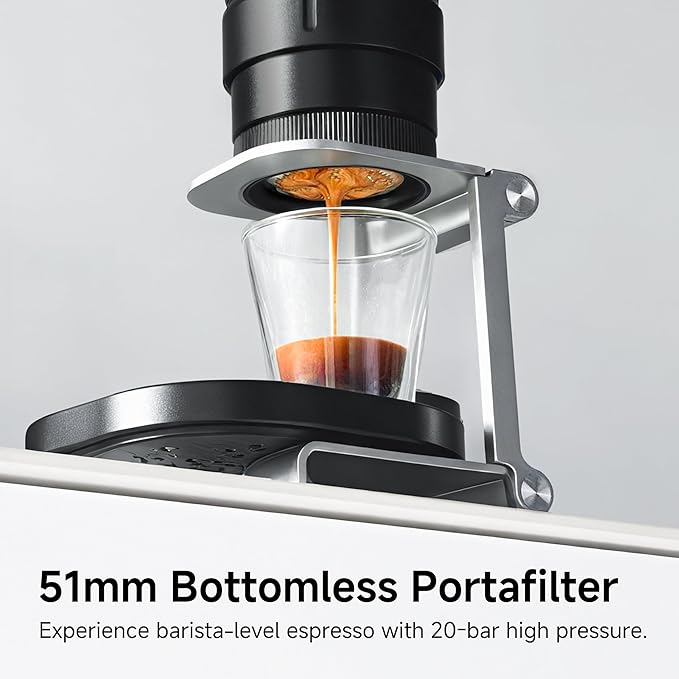 HIBREW H4C Ultra - Portable Electric Espresso Maker, 51mm Bottomless Professional Coffee Maker, USB-C Rechargeable for Ground Coffee, Compact for Home and Travel, with Foldable Holder & Carrying Case
