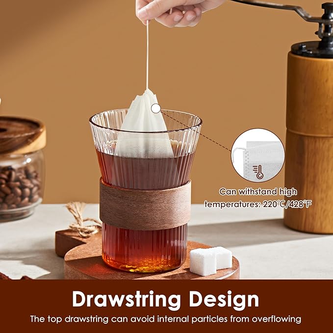 1000Pcs No Mess Cold Brew Coffee Filters, 4x6 Inch Disposable Coffee Filter Bag with Drawstring, Fine Mesh Brewing Bags for Loose Leaf Tea, Iced Coffee and Herbs