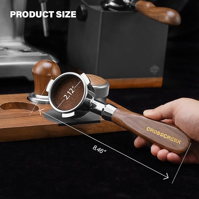 Espresso Portafilter | 54mm Bottomless Portafilter with 3 Ear and Walnut Handle | Fits 54mm Breville Bambino/Barista/Infuser BES450, BES500, BES880, BES810BSS, BES860XL, BES870XL, BES878