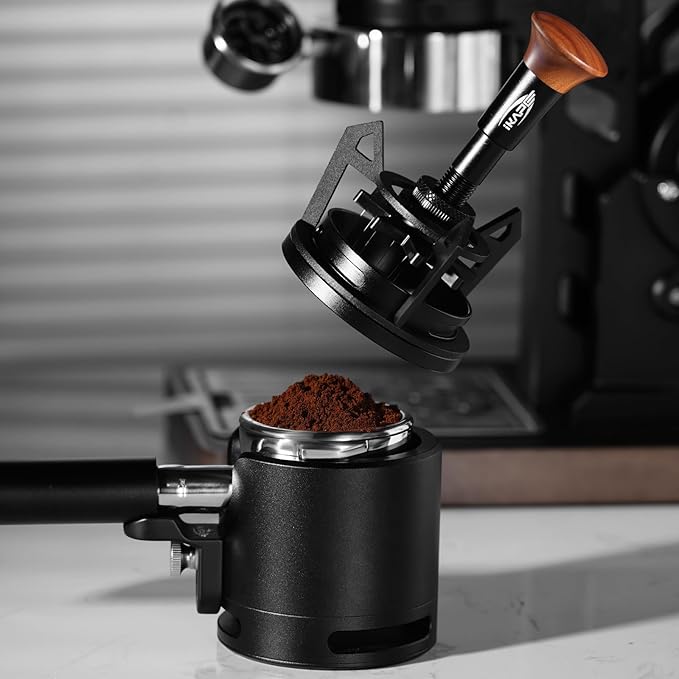 IKAPE Espresso Coffee V3 WDT Tool, 54mm Stirrer Distribution Tool, Equipped with 10-needle Stirrer, Adjustable Needle Height, Coffee Stirrer with Dosing Funnel & Stand