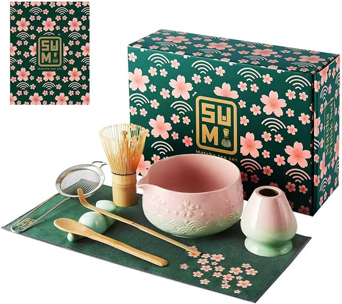 Matcha Whisk Set 9pcs – Matcha Tea Set with Ceramic Matcha Bowl, Bamboo Whisk (Chasen), Scoop, Sifter | Matcha Kit for Japanese Tea Ceremony & Beginners(Gradient)
